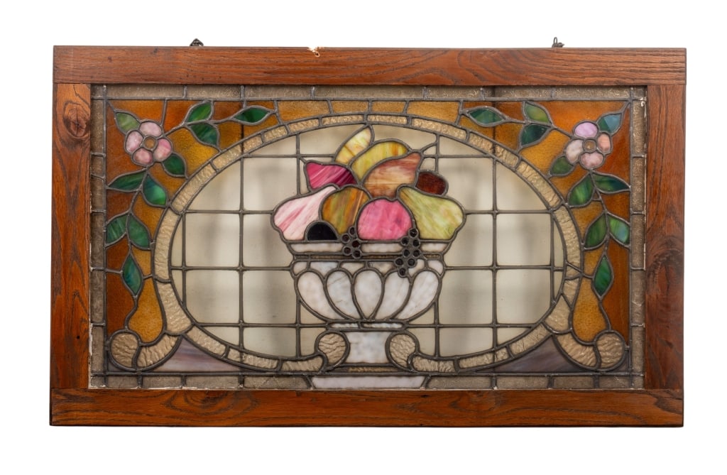 ANTIQUE CONTINENTAL STAINED GLASS PANEL (1 of 6)