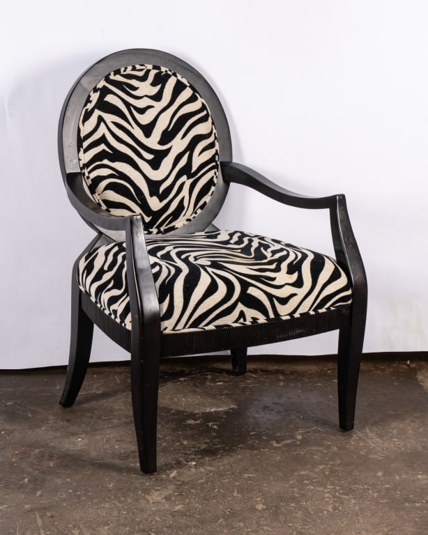 PAIR OF MODERN ZEBRA PRINT ACCENT CHAIRS - 2