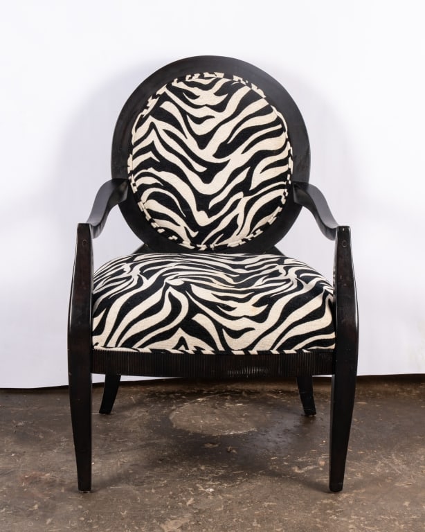 PAIR OF MODERN ZEBRA PRINT ACCENT CHAIRS - 3