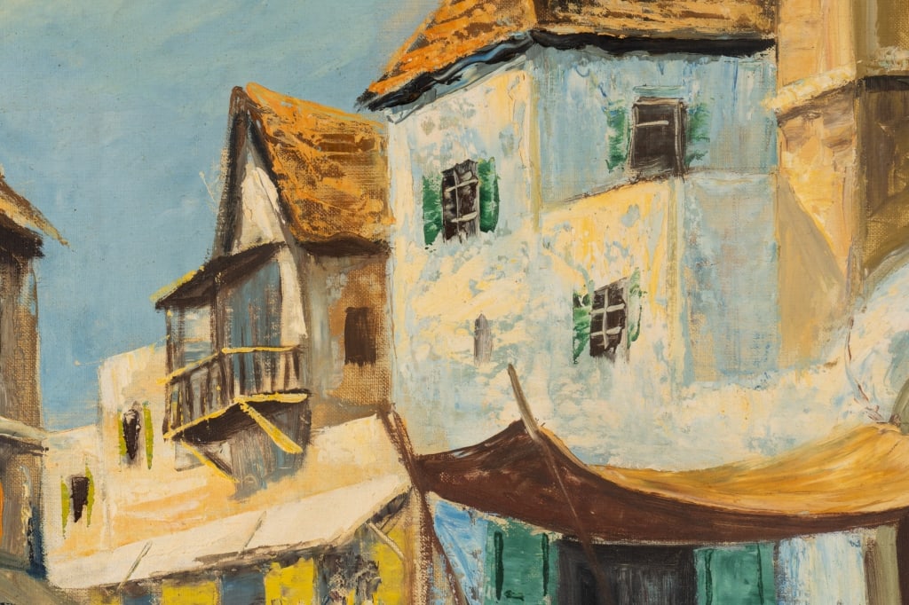CITYSCAPE SCENE, OIL ON BOARD - 7