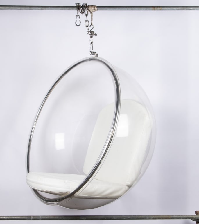 EERO AARNIO STYLE ACRYLIC HANGING BUBBLE CHAIR - 4