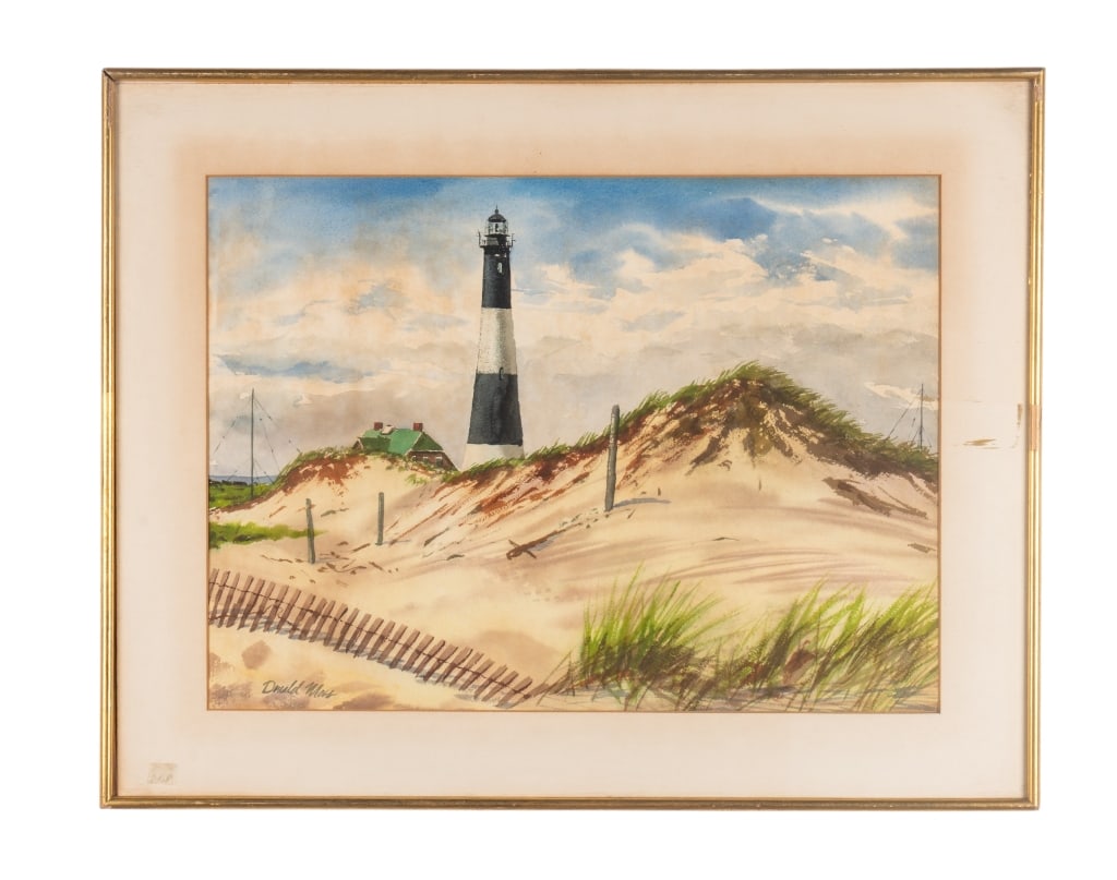 DONALD MOSS, SEASCAPE, WATERCOLOR ON PAPER: Donald Moss (20th century). Untitled - watercolor on paper, signed to LL. Framed. Approximate dimensions: h. 22.5", w. 28.5", d. 1.25" Disclaimer: Participating bidders must have a credit card on