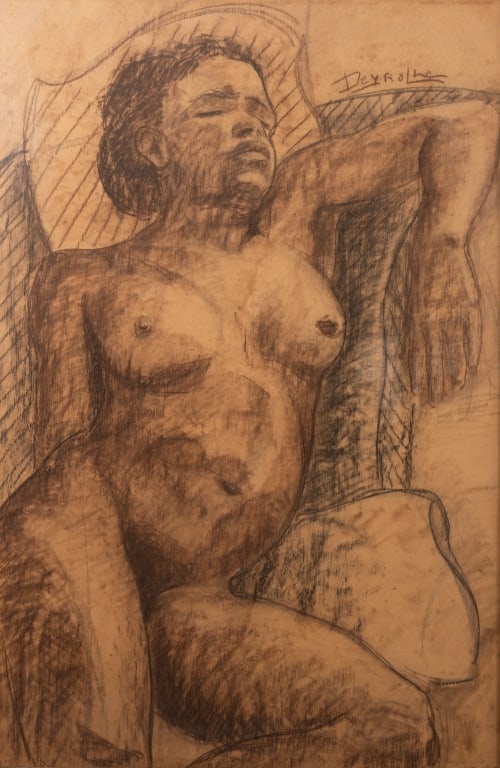 TWO DEYROLLE NUDE PAINTINGS, GOUACHE ON PAPER - 5