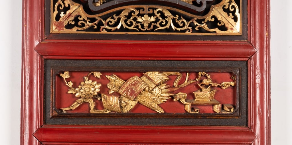 CHINESE CARVED WALL MIRROR - 3