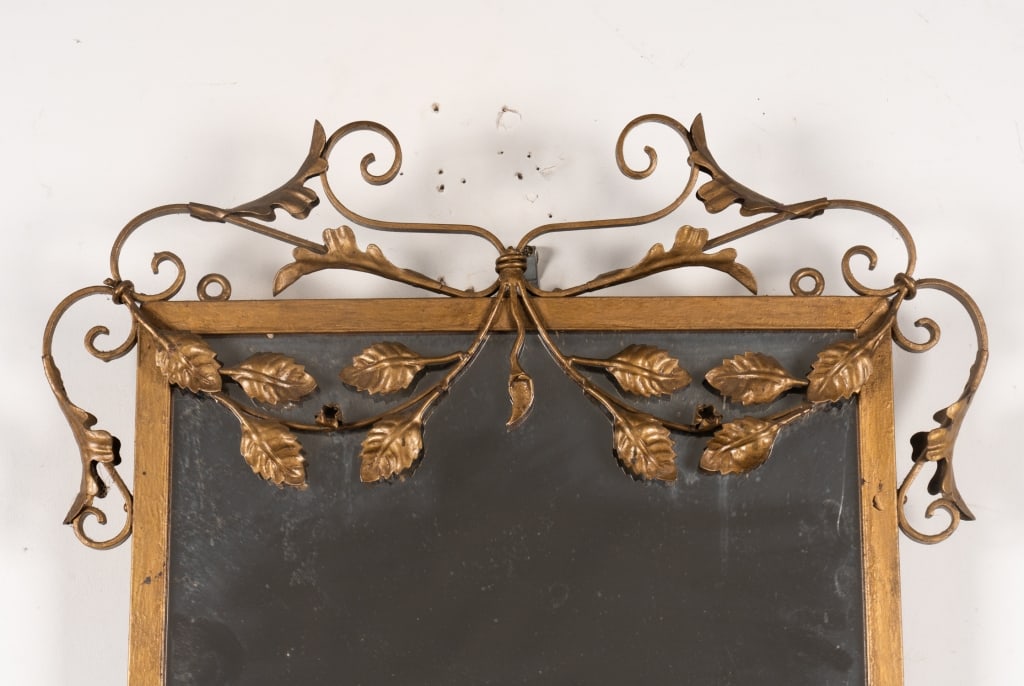 FRENCH GILT METAL LEAF ACCENT WALL MIRROR - 2