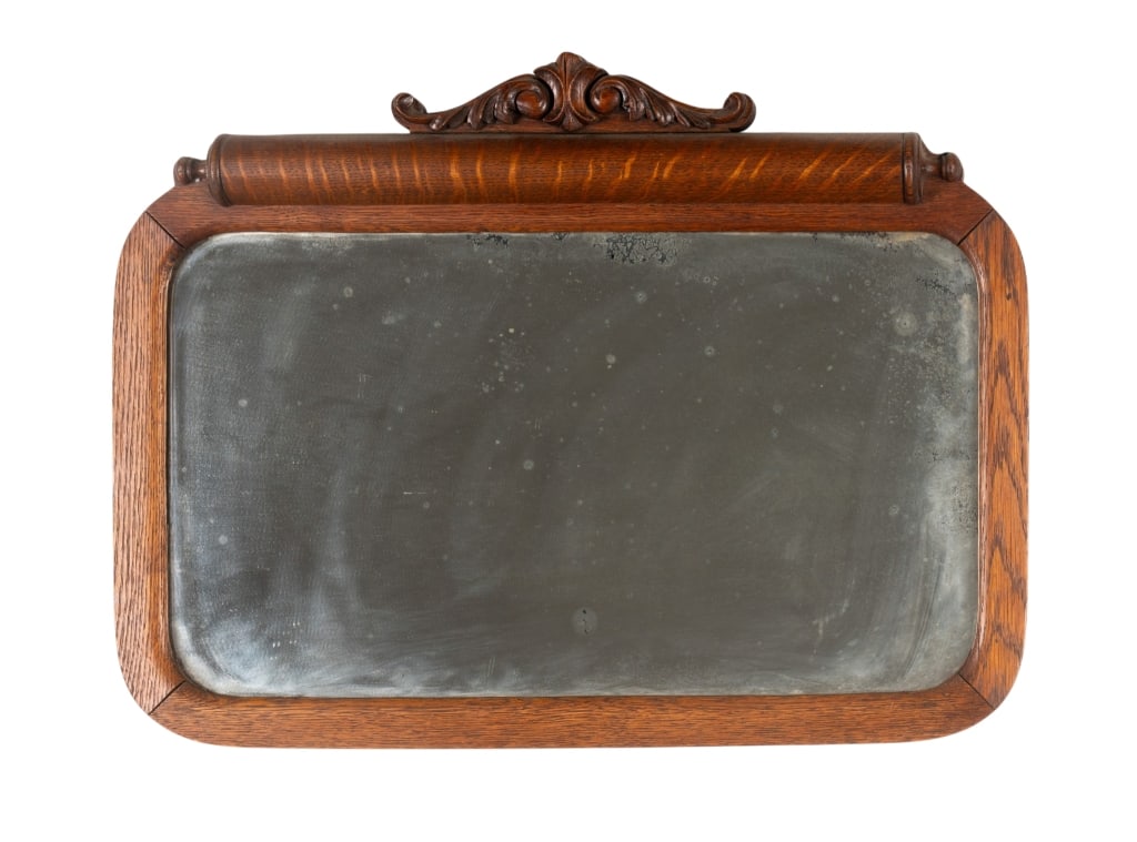 ANTIQUE TIGER OAK WALL MIRROR (1 of 4)
