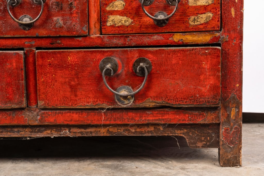 CHINESE RED LACQUERED WOOD CABINET - 6