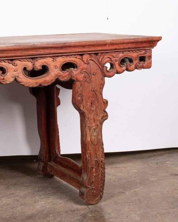 CHINESE ROSEWOOD CARVED BENCH - 2