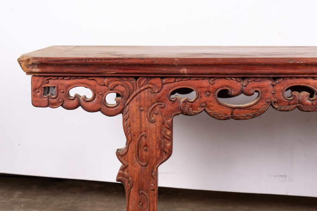 CHINESE ROSEWOOD CARVED BENCH - 3