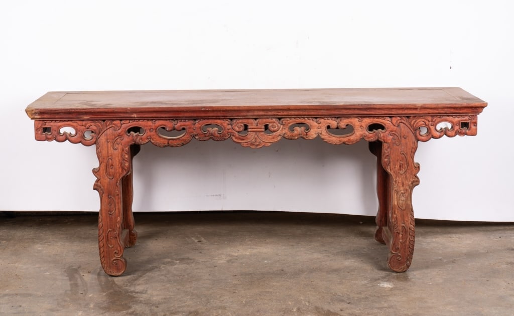 CHINESE ROSEWOOD CARVED BENCH - 4