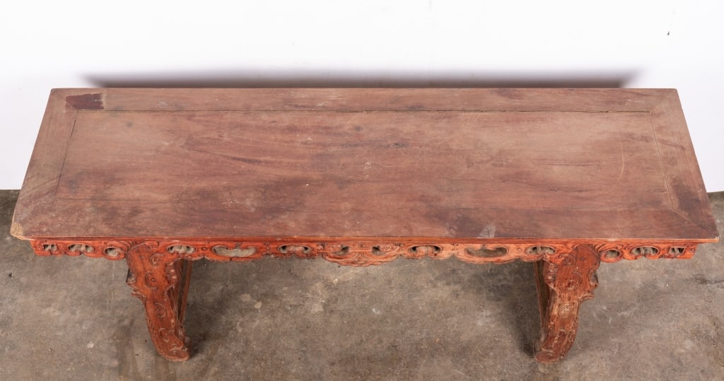 CHINESE ROSEWOOD CARVED BENCH - 5