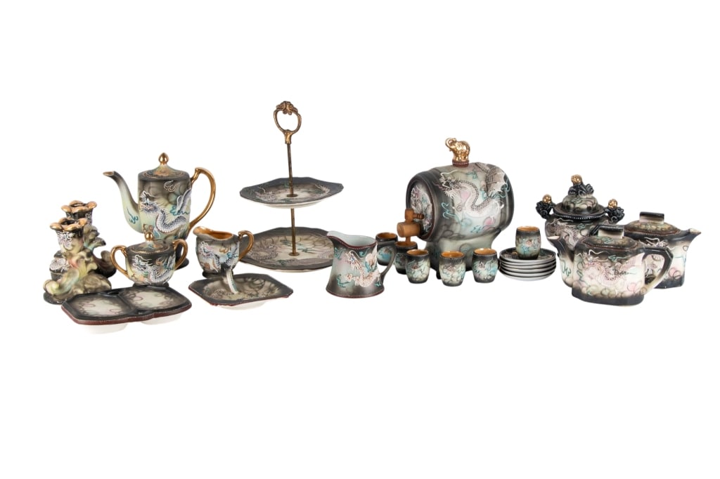 25PC JAPANESE PORCELAIN DESSERT WARE: 25 piece Japanese porcelain dessert ware. Approximate dimensions: Disclaimer: Participating bidders must have a credit card on file with LiveAuctioneers in order for their bidding registration to be
