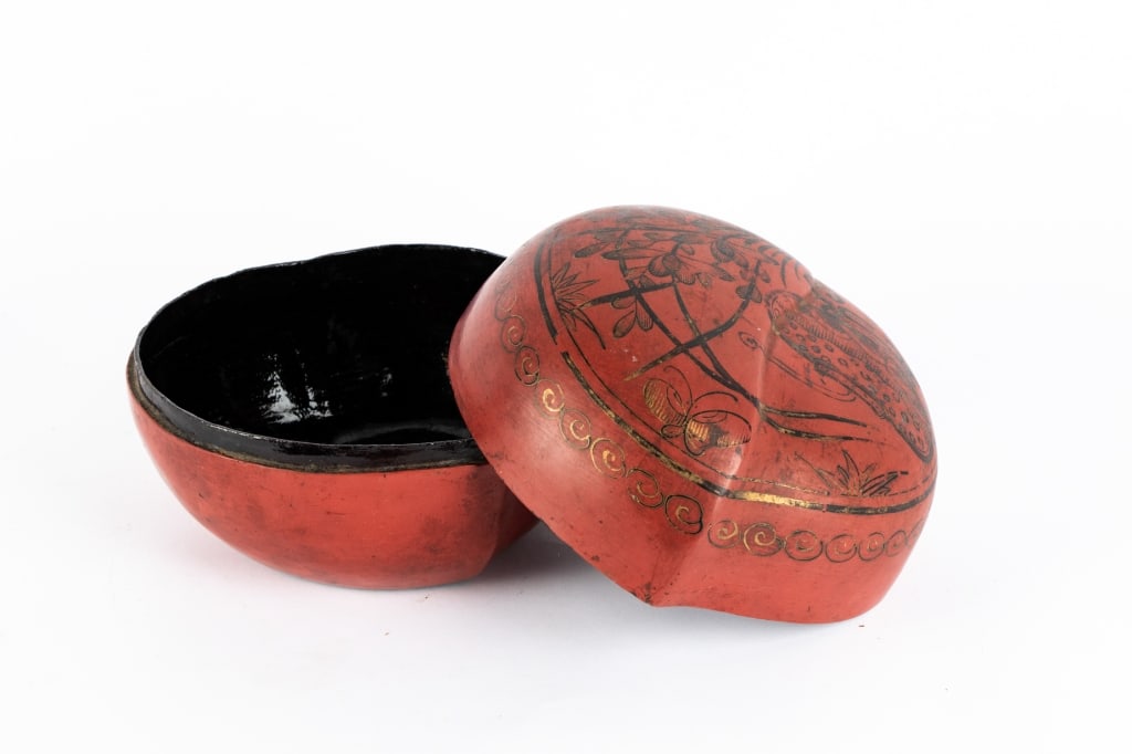 THREE ANTIQUE CHINESE RED LACQUERED RICE BUCKETS - 7