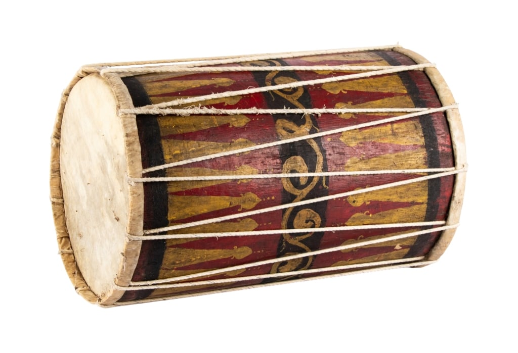 ANTIQUE SRI LANKAN HAND PAINTED DAULA DRUM (1 of 10)