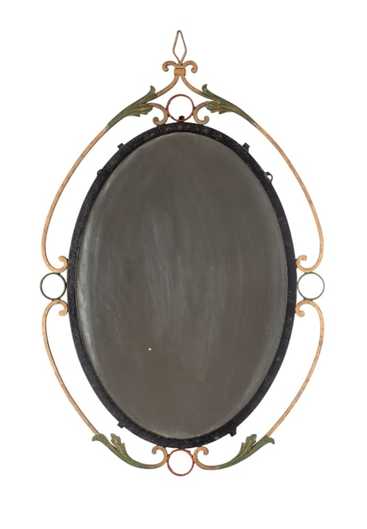 VINTAGE PAINTED METAL WALL MIRROR (1 of 4)