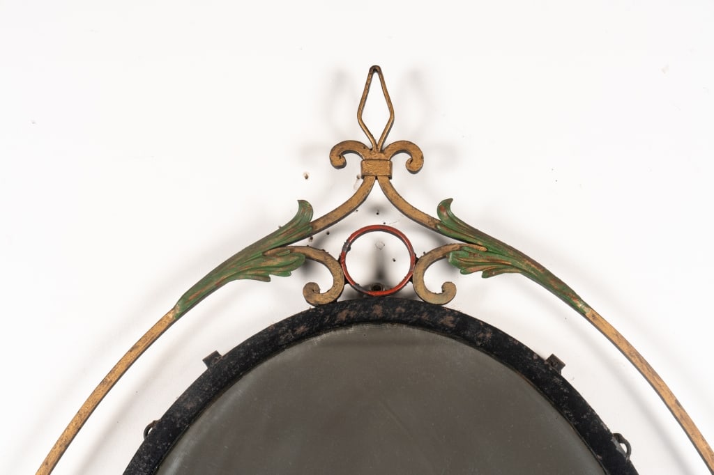 VINTAGE PAINTED METAL WALL MIRROR - 2