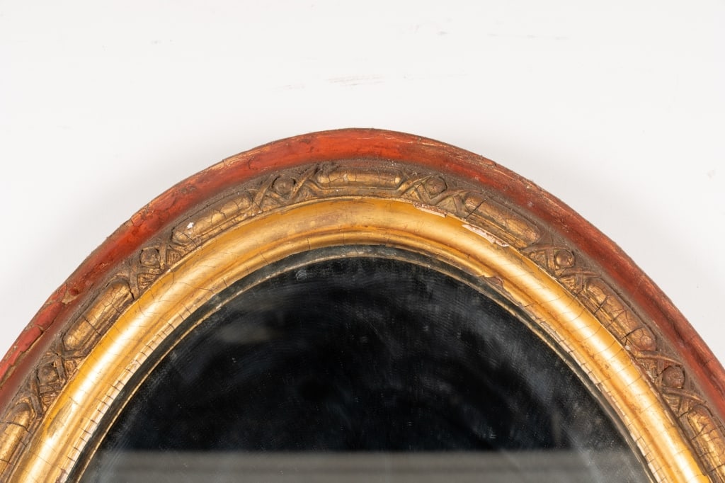 OVAL PARTIAL GILT WALL MIRROR - 2