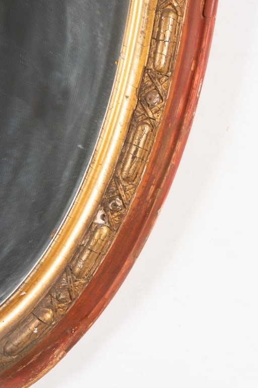 OVAL PARTIAL GILT WALL MIRROR - 4