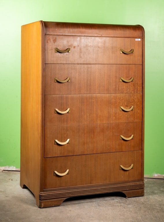 AMERICAN LATE ART DECO WATERFALL DRESSER - 2