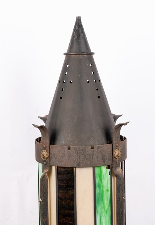 ARTS & CRAFTS STYLE STAINED GLASS FLOOR LANTERN - 2