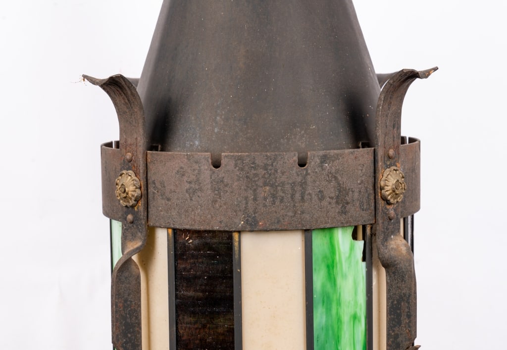 ARTS & CRAFTS STYLE STAINED GLASS FLOOR LANTERN - 4