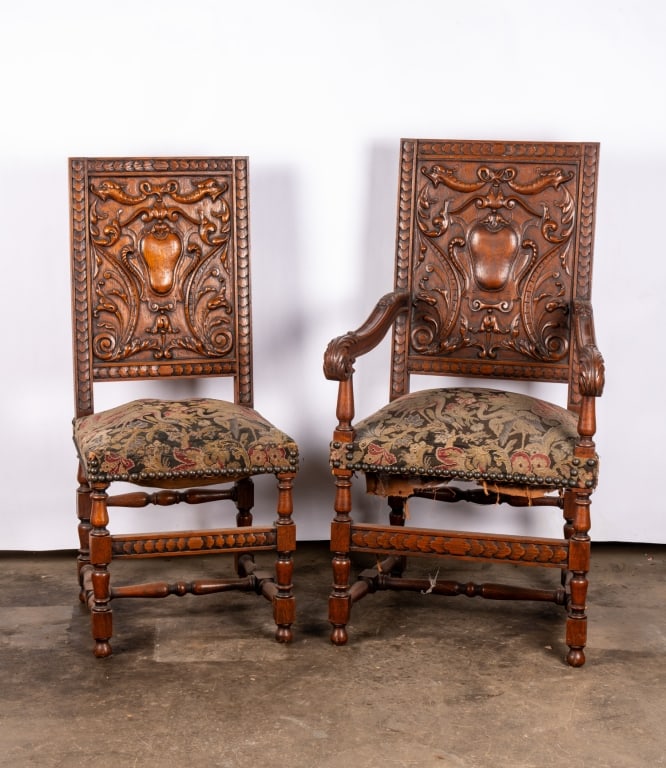 SET OF 6 FRENCH RENAISSANCE REVIVAL DINING CHAIRS - 2