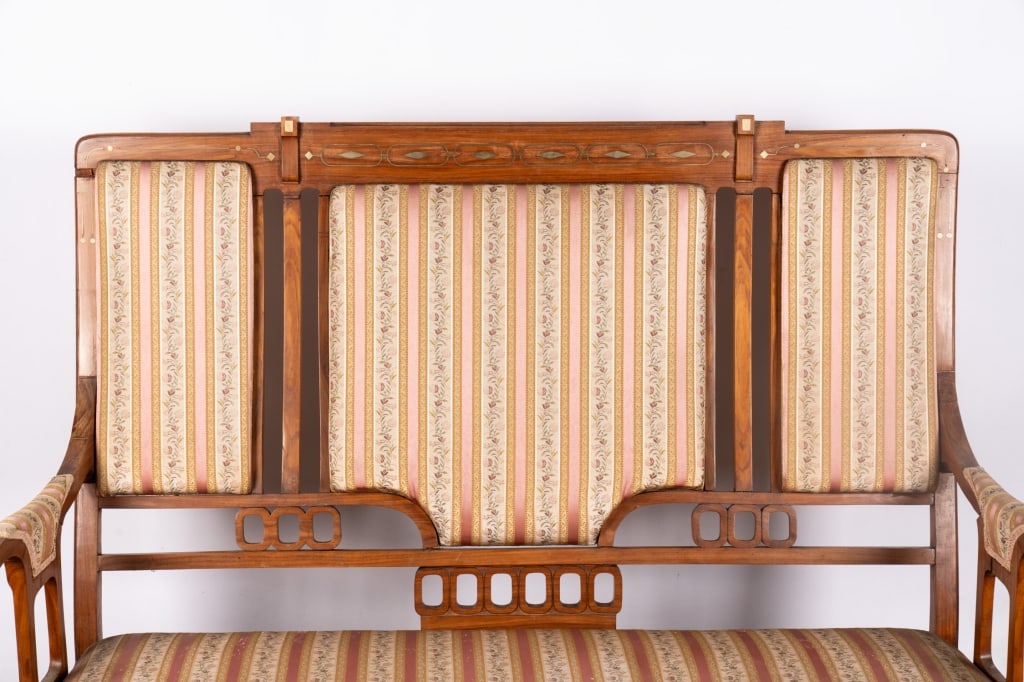 ART NOUVEAU STYLE INLAID SETTEE - 3