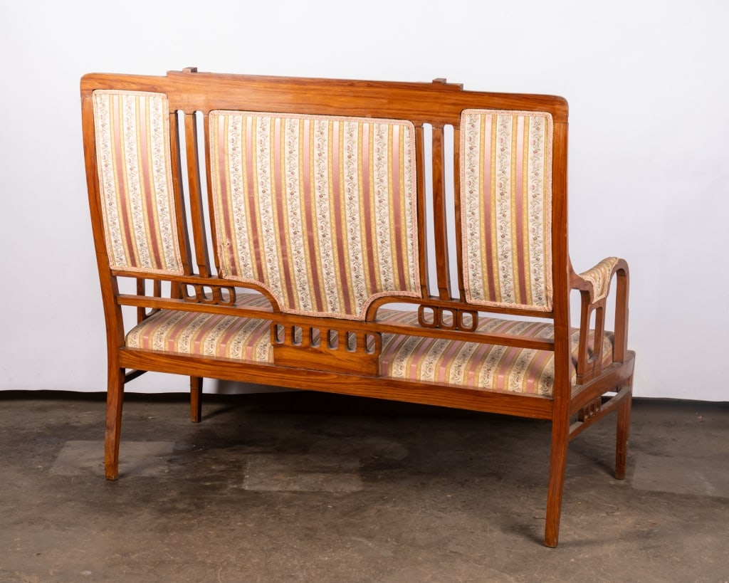 ART NOUVEAU STYLE INLAID SETTEE - 7