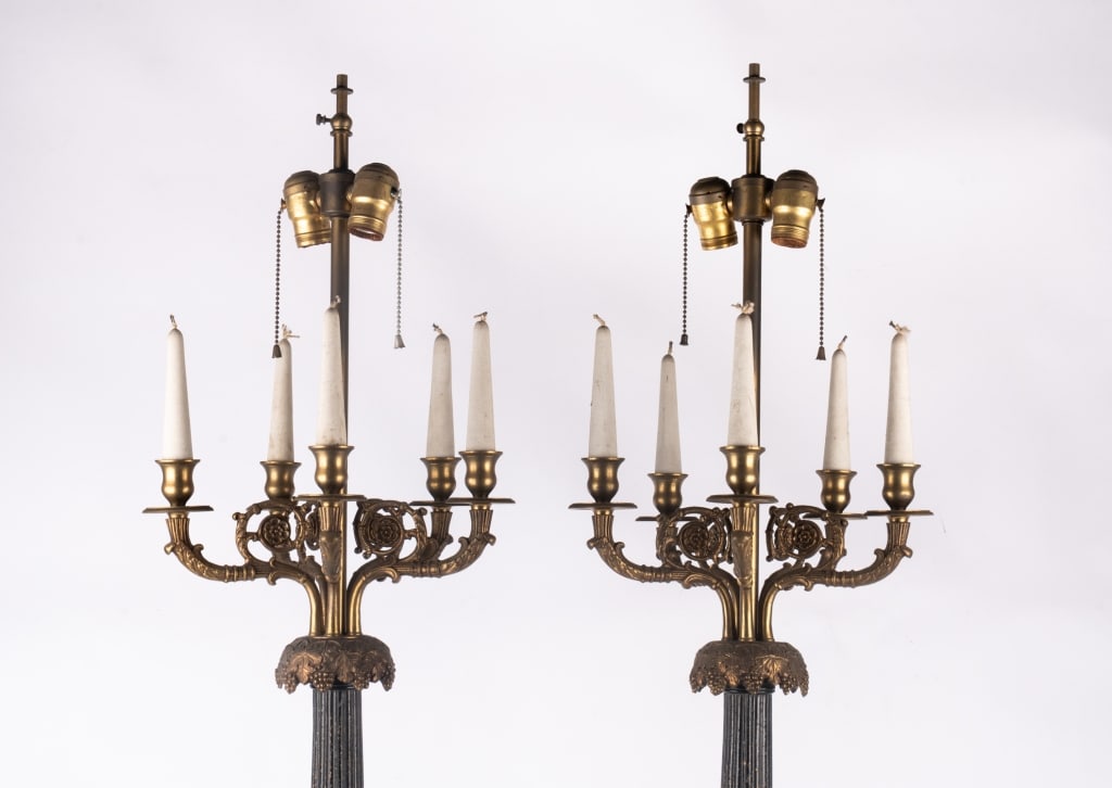 PAIR OF FRENCH EMPIRE CANDLESTICK TABLE LAMPS - 2