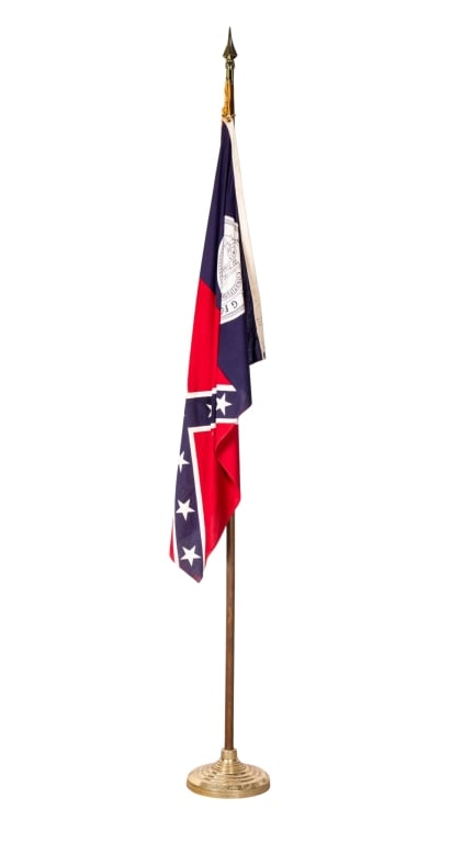 OLD GEORGIA STATE FLAG ON FLAG POLE (1 of 4)