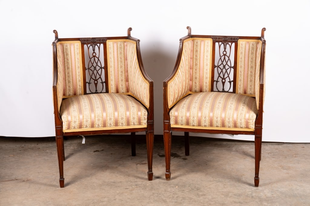 TWO PAIRS OF EDWARDIAN STYLE CARVED CHAIRS - 2