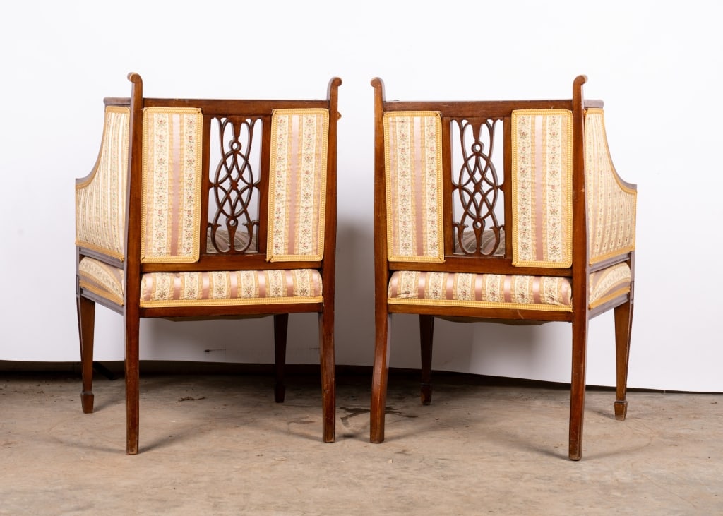 TWO PAIRS OF EDWARDIAN STYLE CARVED CHAIRS - 4