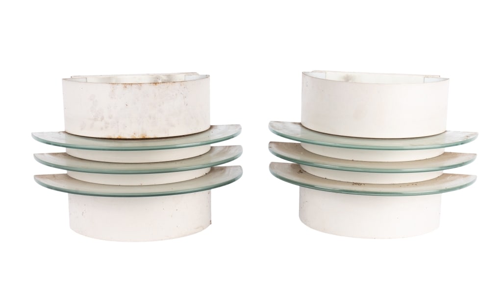 PAIR OF ART DECO STYLE WALL LIGHT FIXTURES: Pair of Art Deco Style wall light fixtures. Approximate dimensions: h. 8.5", w. 12.5", d. 7.5" Disclaimer: Participating bidders must have a credit card on file with LiveAuctioneers in order for their