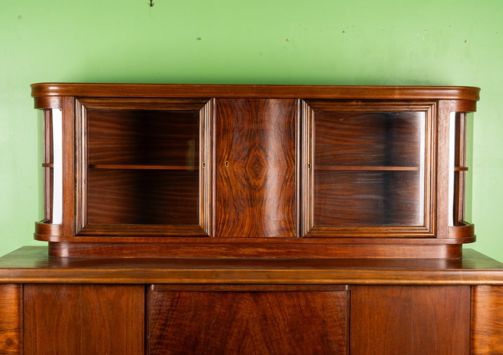 GERMAN 1920S ART DECO BURL WALNUT BUFFET - 4