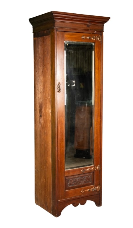 AMERICAN ART DECO SIDE CABINETS: American Art Deco side cabinets with granite tops and Sotheby?s tag to back. Approximate dimensions: h. 38", w. 19.5", d. 11.25" Disclaimer: Participating bidders must have a credit card on file with