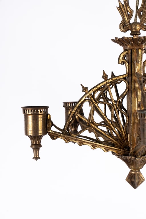 EARLY 20TH C. METALWORK RADIAL WEBS CHANDELIER - 3