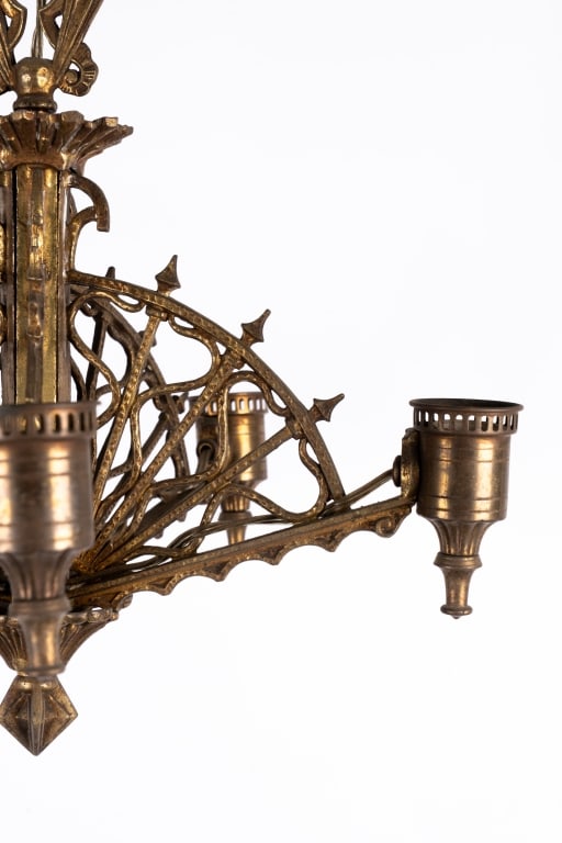 EARLY 20TH C. METALWORK RADIAL WEBS CHANDELIER - 4