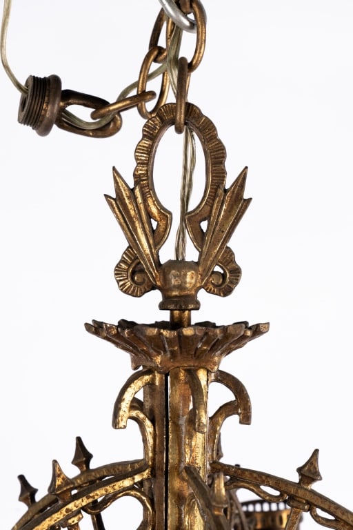 EARLY 20TH C. METALWORK RADIAL WEBS CHANDELIER - 5