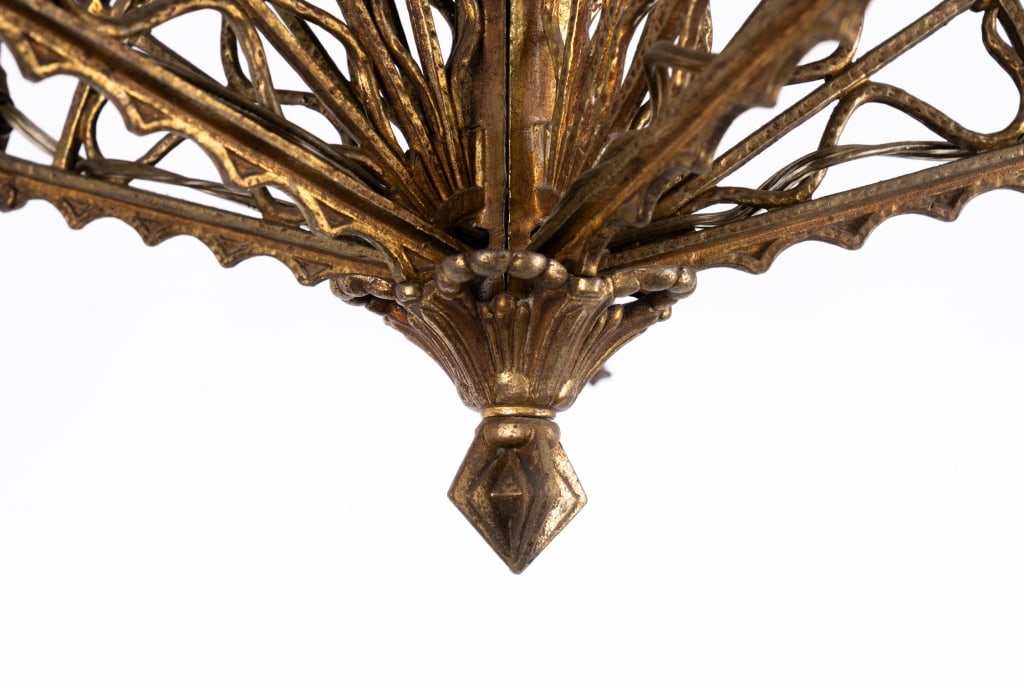 EARLY 20TH C. METALWORK RADIAL WEBS CHANDELIER - 6