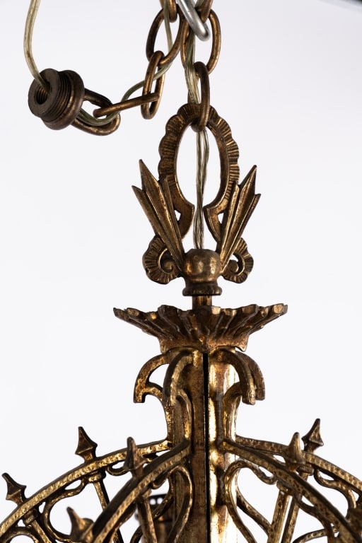 EARLY 20TH C. METALWORK RADIAL WEBS CHANDELIER - 7