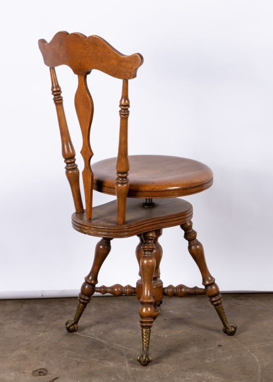 19TH CENTURY MAHOGANY BALL & CLAW FOOT PIANO STOOL - 6