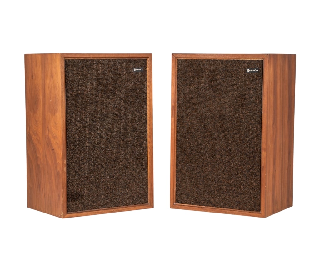 PAIR OF CRITERION 4X SPEAKERS: Pair of Criterion 4X speakers. Approximate dimensions: h. 22", w. 14", d. 11" Disclaimer: Participating bidders must have a credit card on file with LiveAuctioneers in order for their bidding registra