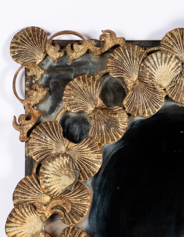 CONTEMPORARY METAL SHELL MOTIF WALL MIRROR - 5