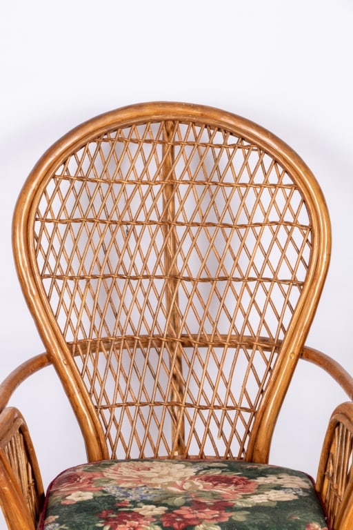 HOLLYWOOD REGENCY STYLE RATTAN TABLE & 4 CHAIRS - 9