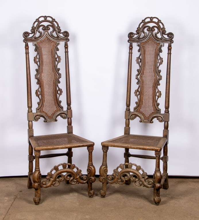 PAIR OF RENAISSANCE REVIVAL HIGH BACK CANE CHAIRS - 2