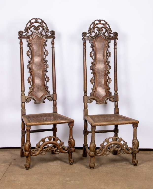 PAIR OF RENAISSANCE REVIVAL HIGH BACK CANE CHAIRS - 3