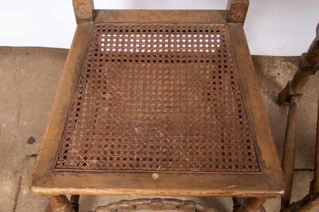 PAIR OF RENAISSANCE REVIVAL HIGH BACK CANE CHAIRS - 4