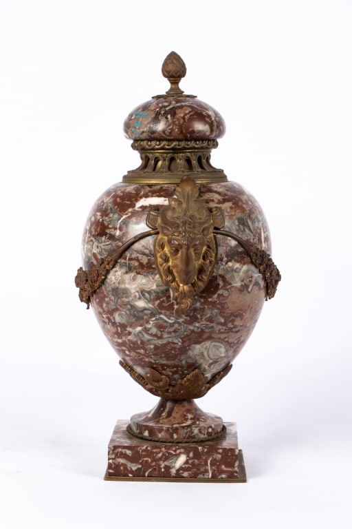 ITALIAN MARBLE & BRONZE URN - 2