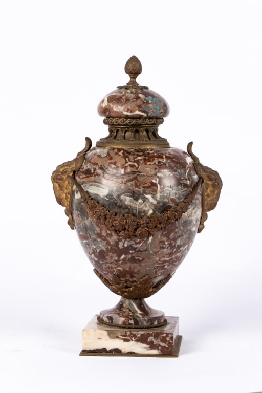 ITALIAN MARBLE & BRONZE URN - 3