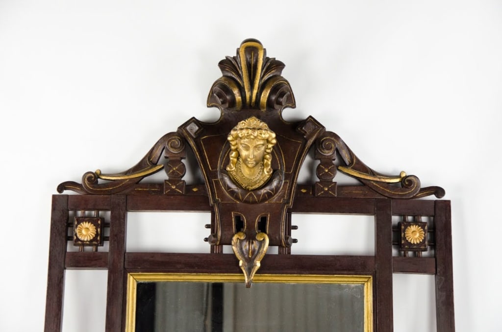 AESTHETIC MOVEMENT WOOD FIGURAL MIRROR - 2